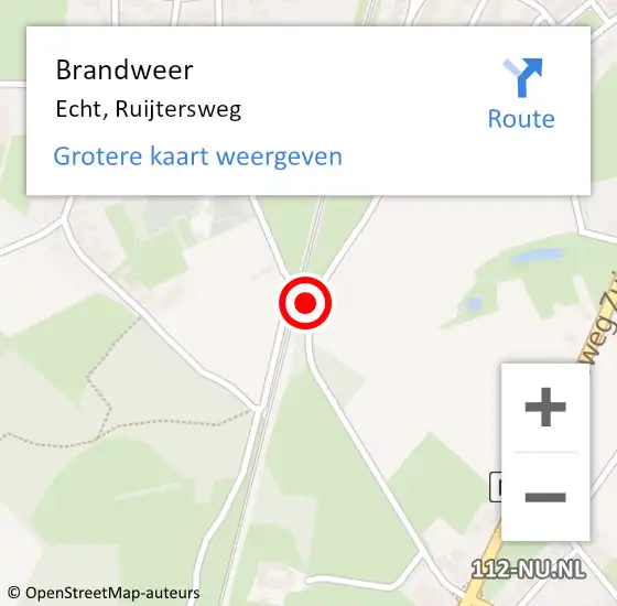 Locatie op kaart van de 112 melding: Brandweer Echt, Ruijtersweg op 11 december 2019 16:26