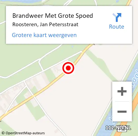 Locatie op kaart van de 112 melding: Brandweer Met Grote Spoed Naar Roosteren, Jan Petersstraat op 11 december 2019 16:44