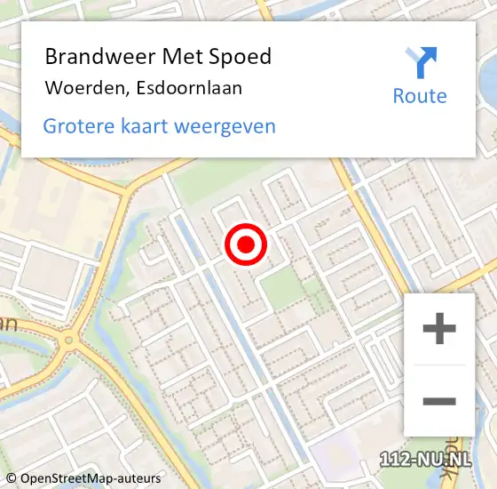 Locatie op kaart van de 112 melding: Brandweer Met Spoed Naar Woerden, Esdoornlaan op 11 december 2019 16:51