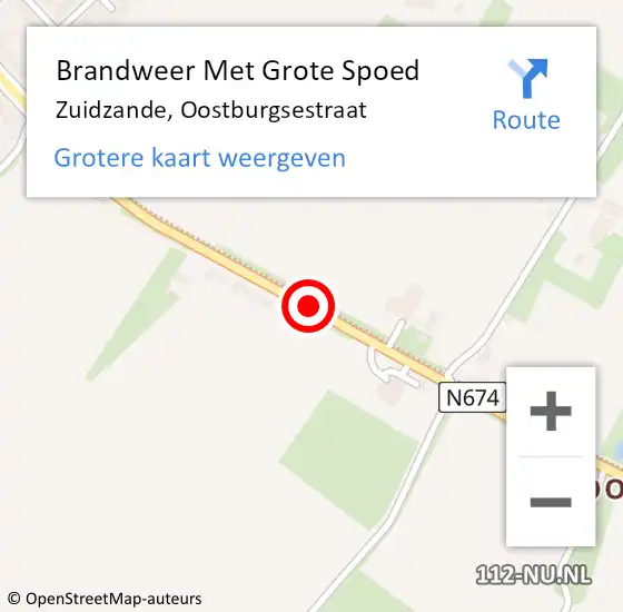 Locatie op kaart van de 112 melding: Brandweer Met Grote Spoed Naar Zuidzande, Oostburgsestraat op 11 december 2019 17:11