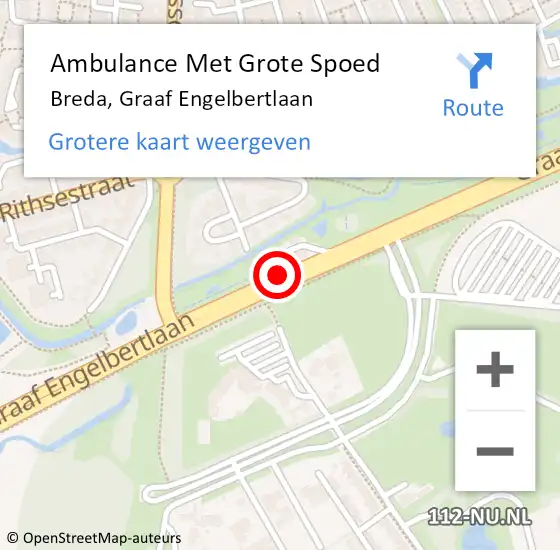 Locatie op kaart van de 112 melding: Ambulance Met Grote Spoed Naar Breda, Graaf Engelbertlaan op 11 december 2019 17:26
