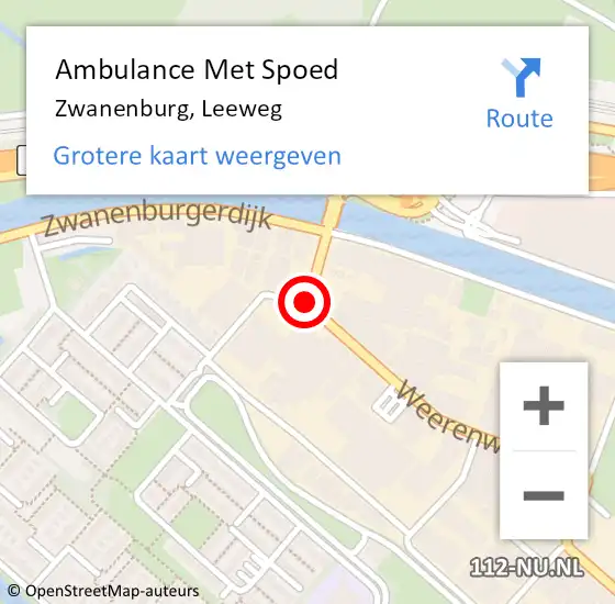 Locatie op kaart van de 112 melding: Ambulance Met Spoed Naar Zwanenburg, Leeweg op 11 december 2019 18:43