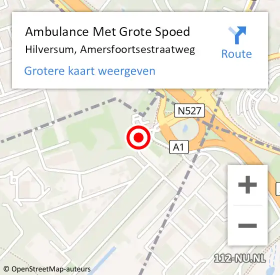 Locatie op kaart van de 112 melding: Ambulance Met Grote Spoed Naar Hilversum, Amersfoortsestraatweg op 11 december 2019 19:56