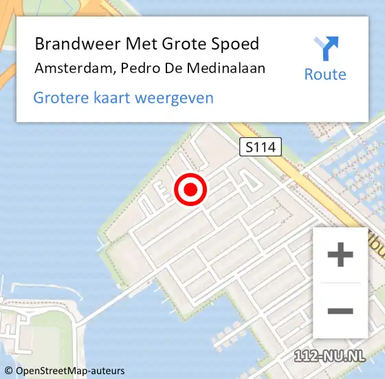Locatie op kaart van de 112 melding: Brandweer Met Grote Spoed Naar Amsterdam, Pedro De Medinalaan op 11 december 2019 19:58