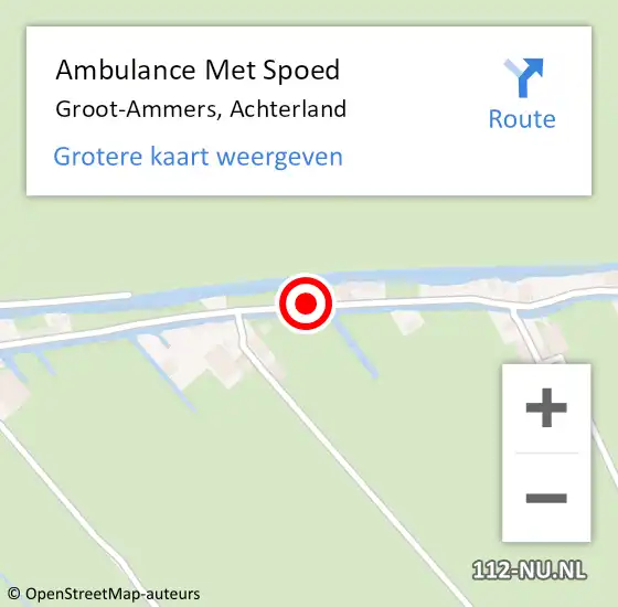Locatie op kaart van de 112 melding: Ambulance Met Spoed Naar Groot-Ammers, Achterland op 11 december 2019 20:16