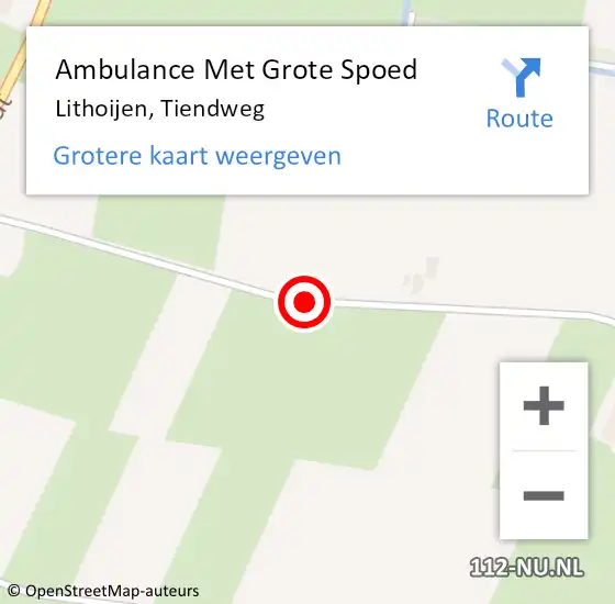 Locatie op kaart van de 112 melding: Ambulance Met Grote Spoed Naar Lithoijen, Tiendweg op 11 december 2019 20:27