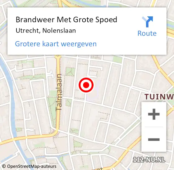 Locatie op kaart van de 112 melding: Brandweer Met Grote Spoed Naar Utrecht, Nolenslaan op 11 december 2019 20:52