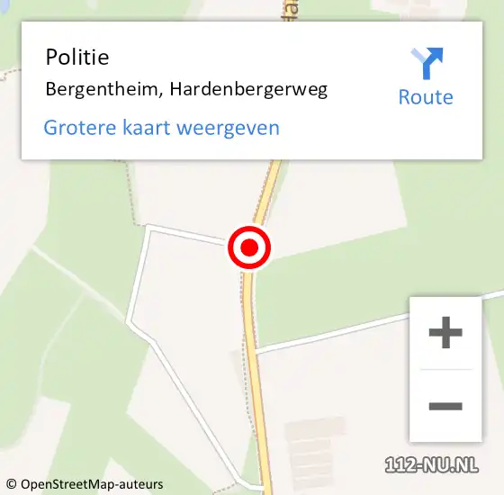 Locatie op kaart van de 112 melding: Politie Bergentheim, Hardenbergerweg op 11 december 2019 21:05