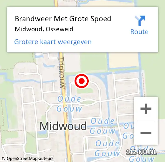 Locatie op kaart van de 112 melding: Brandweer Met Grote Spoed Naar Midwoud, Osseweid op 11 december 2019 21:15