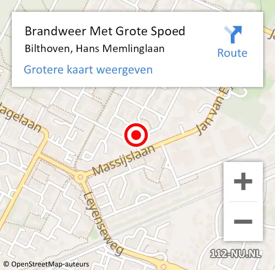 Locatie op kaart van de 112 melding: Brandweer Met Grote Spoed Naar Bilthoven, Hans Memlinglaan op 11 december 2019 21:56