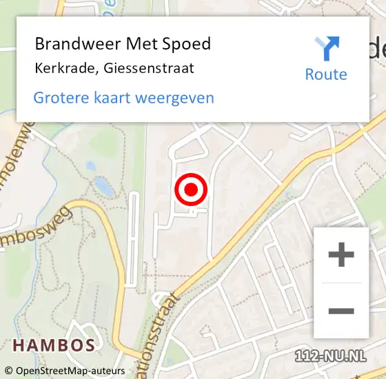 Locatie op kaart van de 112 melding: Brandweer Met Spoed Naar Kerkrade, Giessenstraat op 11 december 2019 22:04