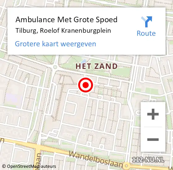 Locatie op kaart van de 112 melding: Ambulance Met Grote Spoed Naar Tilburg, Roelof Kranenburgplein op 11 december 2019 23:05