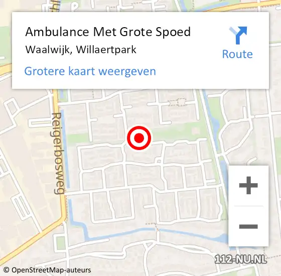 Locatie op kaart van de 112 melding: Ambulance Met Grote Spoed Naar Waalwijk, Willaertpark op 11 december 2019 23:25