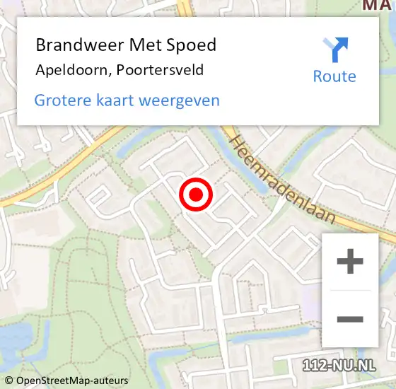 Locatie op kaart van de 112 melding: Brandweer Met Spoed Naar Apeldoorn, Poortersveld op 11 december 2019 23:59