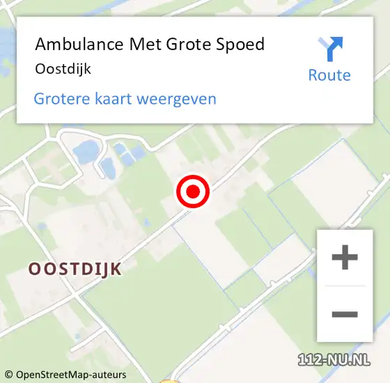 Locatie op kaart van de 112 melding: Ambulance Met Grote Spoed Naar Oostdijk op 12 december 2019 00:56