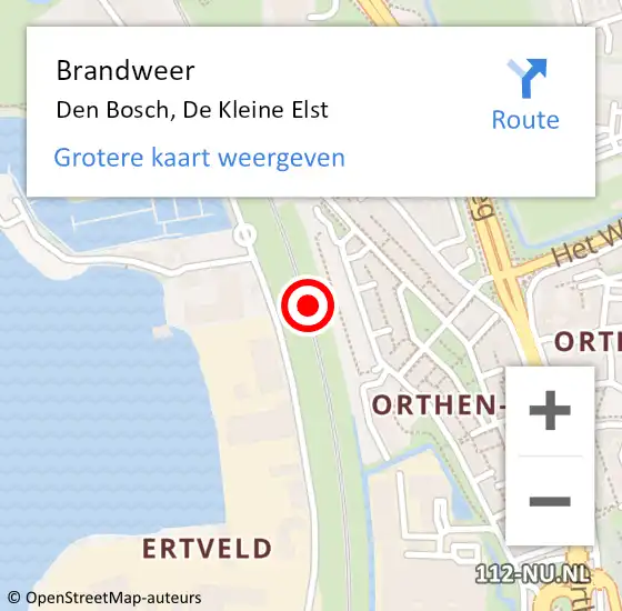 Locatie op kaart van de 112 melding: Brandweer Den Bosch, De Kleine Elst op 12 december 2019 06:04