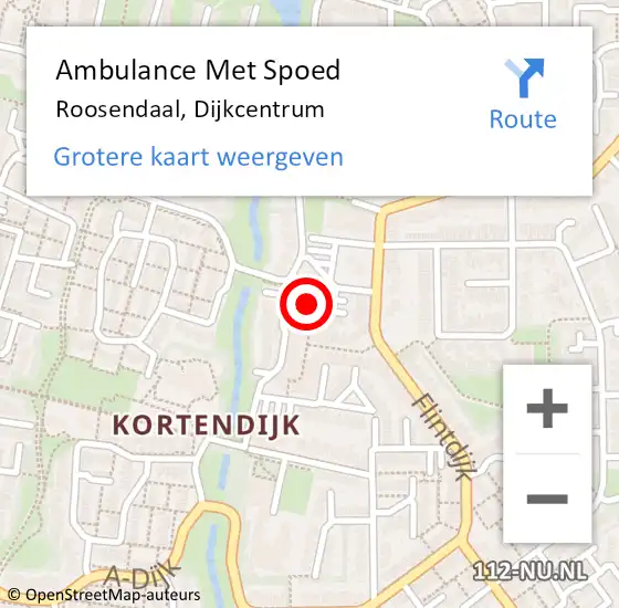 Locatie op kaart van de 112 melding: Ambulance Met Spoed Naar Roosendaal, Dijkcentrum op 12 december 2019 08:23