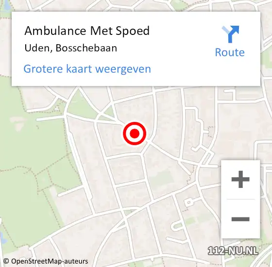 Locatie op kaart van de 112 melding: Ambulance Met Spoed Naar Uden, Bosschebaan op 12 december 2019 08:52