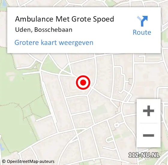 Locatie op kaart van de 112 melding: Ambulance Met Grote Spoed Naar Uden, Bosschebaan op 12 december 2019 08:53