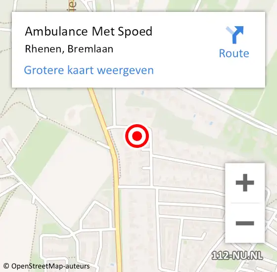 Locatie op kaart van de 112 melding: Ambulance Met Spoed Naar Rhenen, Bremlaan op 22 april 2014 16:08