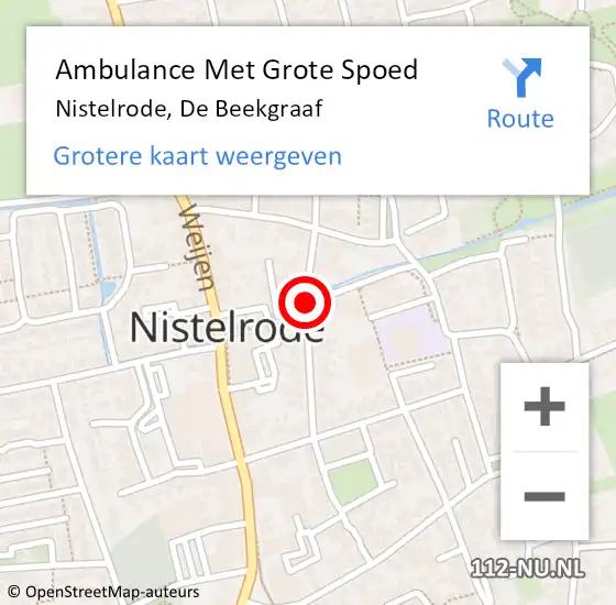 Locatie op kaart van de 112 melding: Ambulance Met Grote Spoed Naar Nistelrode, De Beekgraaf op 12 december 2019 09:43
