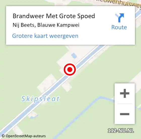 Locatie op kaart van de 112 melding: Brandweer Met Grote Spoed Naar Nij Beets, Blauwe Kampwei op 12 december 2019 10:20