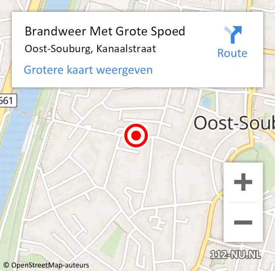 Locatie op kaart van de 112 melding: Brandweer Met Grote Spoed Naar Oost-Souburg, Kanaalstraat op 12 december 2019 10:37