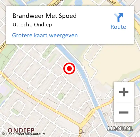 Locatie op kaart van de 112 melding: Brandweer Met Spoed Naar Utrecht, Ondiep op 12 december 2019 10:41