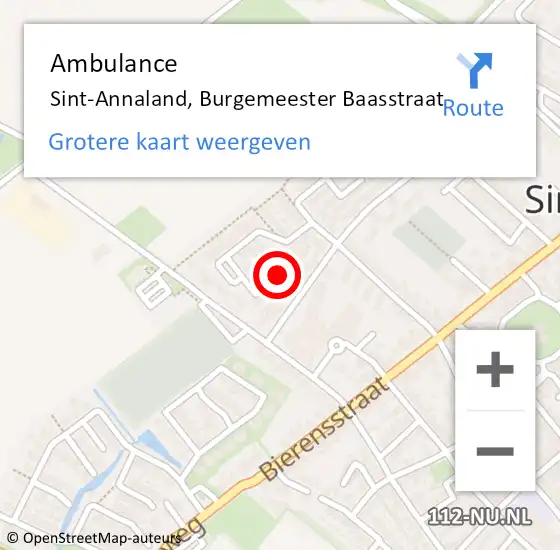 Locatie op kaart van de 112 melding: Ambulance Sint-Annaland, Burgemeester Baasstraat op 12 december 2019 10:53