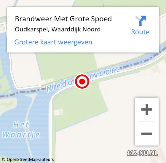 Locatie op kaart van de 112 melding: Brandweer Met Grote Spoed Naar Oudkarspel, Waarddijk Noord op 12 december 2019 11:12