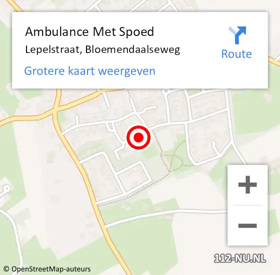 Locatie op kaart van de 112 melding: Ambulance Met Spoed Naar Lepelstraat, Bloemendaalseweg op 22 april 2014 16:21