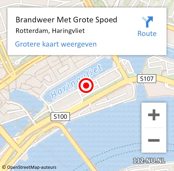 Locatie op kaart van de 112 melding: Brandweer Met Grote Spoed Naar Rotterdam, Haringvliet op 12 december 2019 13:14