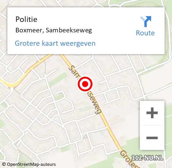 Locatie op kaart van de 112 melding: Politie Boxmeer, Sambeekseweg op 12 december 2019 13:33