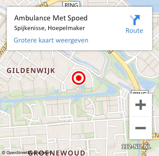 Locatie op kaart van de 112 melding: Ambulance Met Spoed Naar Spijkenisse, Hoepelmaker op 12 december 2019 13:38