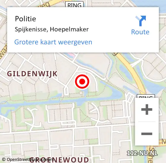 Locatie op kaart van de 112 melding: Politie Spijkenisse, Hoepelmaker op 12 december 2019 13:40