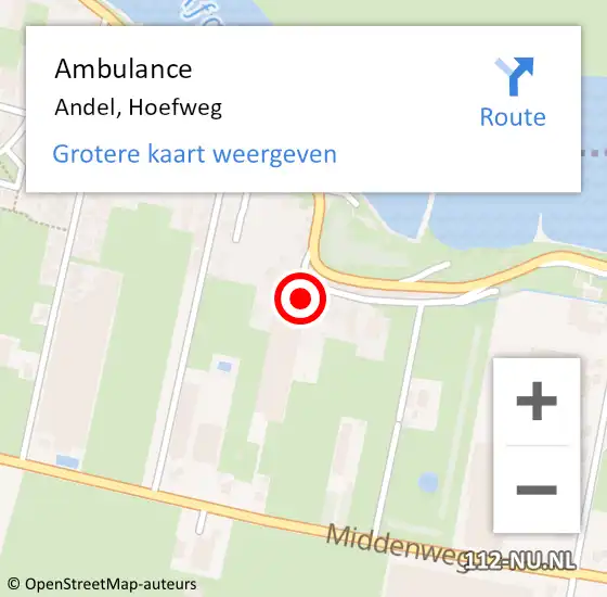 Locatie op kaart van de 112 melding: Ambulance Andel, Hoefweg op 22 april 2014 16:30