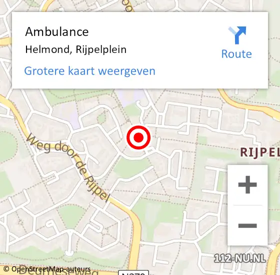 Locatie op kaart van de 112 melding: Ambulance Helmond, Rijpelplein op 12 december 2019 14:00