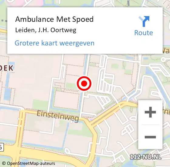 Locatie op kaart van de 112 melding: Ambulance Met Spoed Naar Leiden, J.H. Oortweg op 12 december 2019 14:28