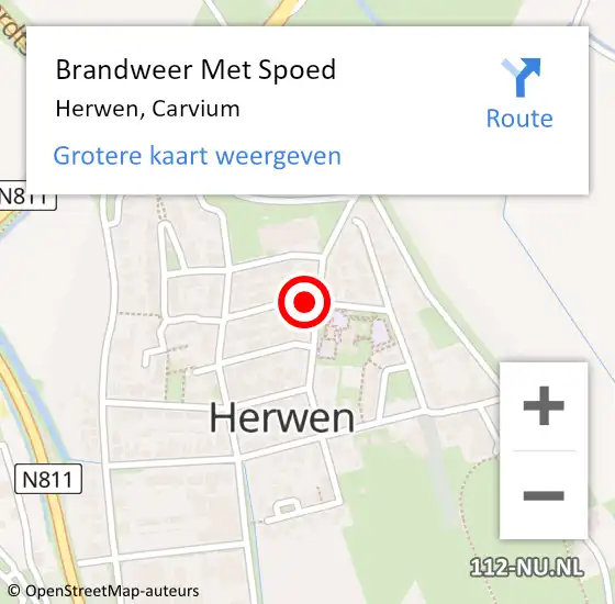 Locatie op kaart van de 112 melding: Brandweer Met Spoed Naar Herwen, Carvium op 12 december 2019 15:07