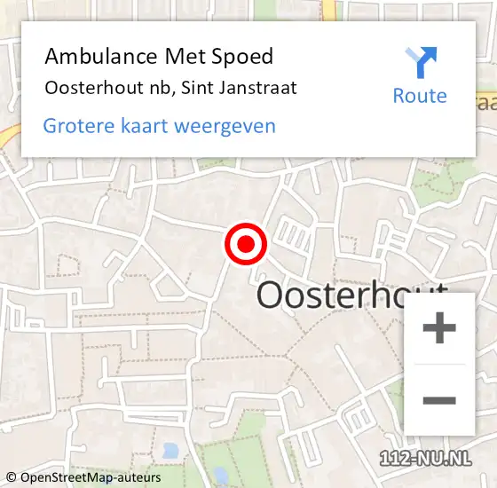 Locatie op kaart van de 112 melding: Ambulance Met Spoed Naar Oosterhout nb, Sint Janstraat op 12 december 2019 15:28