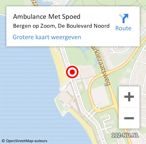 Locatie op kaart van de 112 melding: Ambulance Met Spoed Naar Bergen op Zoom, De Boulevard Noord op 12 december 2019 15:35