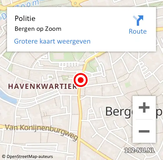 Locatie op kaart van de 112 melding: Politie Bergen op Zoom op 12 december 2019 15:36