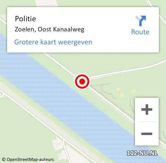 Locatie op kaart van de 112 melding: Politie Zoelen, Oost Kanaalweg op 12 december 2019 15:50