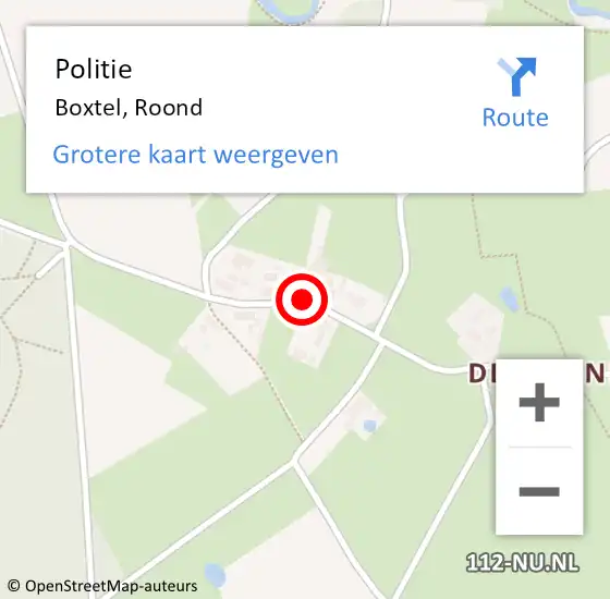 Locatie op kaart van de 112 melding: Politie Boxtel, Roond op 12 december 2019 15:51