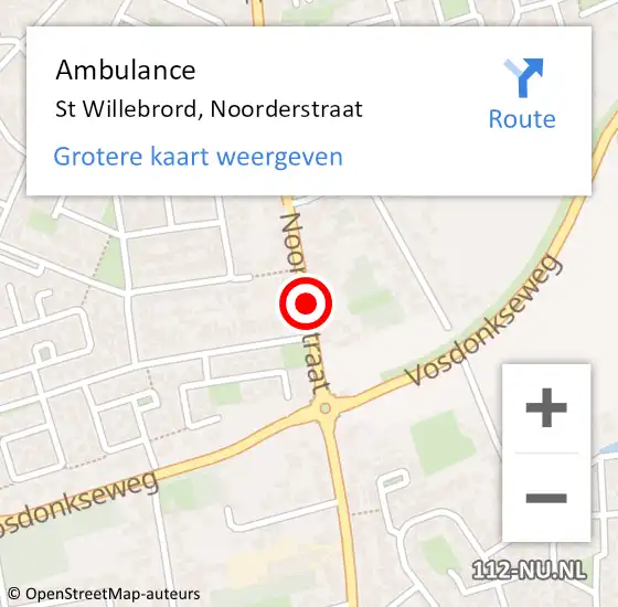 Locatie op kaart van de 112 melding: Ambulance St Willebrord, Noorderstraat op 12 december 2019 15:58