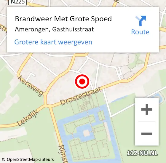 Locatie op kaart van de 112 melding: Brandweer Met Grote Spoed Naar Amerongen, Gasthuisstraat op 12 december 2019 16:14