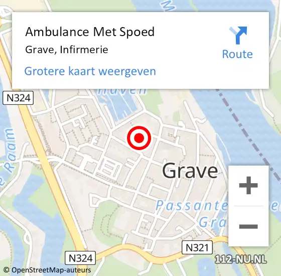 Locatie op kaart van de 112 melding: Ambulance Met Spoed Naar Grave, Infirmerie op 12 december 2019 16:27