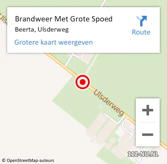 Locatie op kaart van de 112 melding: Brandweer Met Grote Spoed Naar Beerta, Ulsderweg op 12 december 2019 16:53