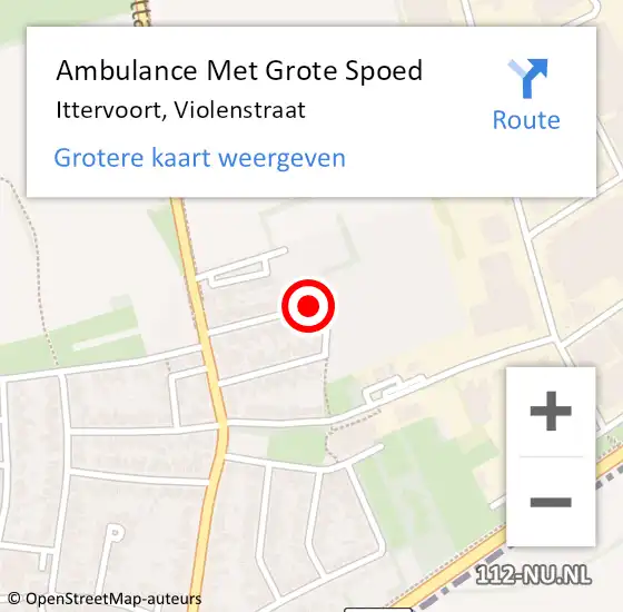 Locatie op kaart van de 112 melding: Ambulance Met Grote Spoed Naar Ittervoort, Violenstraat op 12 december 2019 17:44