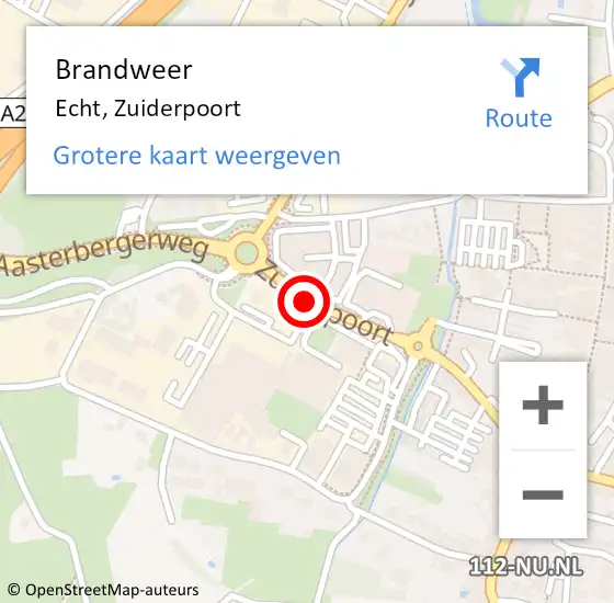 Locatie op kaart van de 112 melding: Brandweer Echt, Zuiderpoort op 12 december 2019 17:51